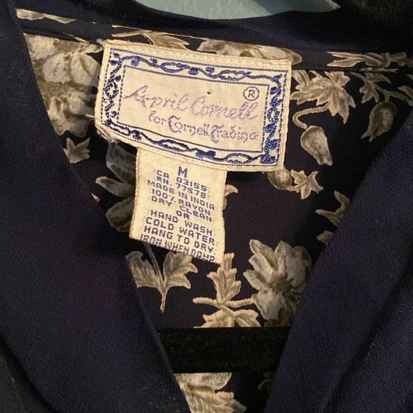 April Cornell women’s short sleeve midi dress- button up - floral - medium - Picture 3 of 7